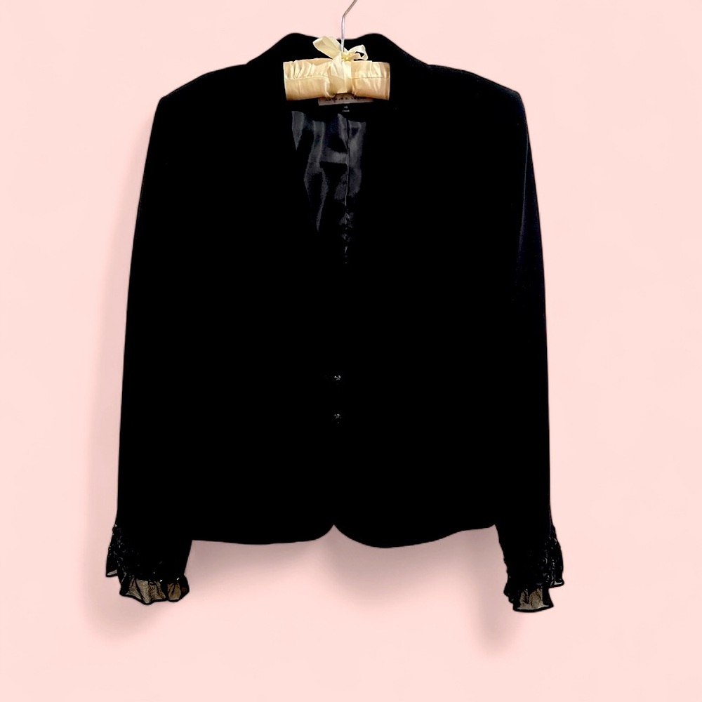 Tahari, Arthur S. Levine Black Suit with ruffles/beads